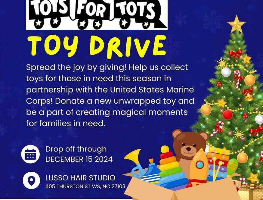 Lusso Hair Studio & Spa's collecting Toys-for Toys this Christmas at their location in Winston-Salem, NC.